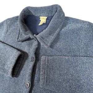 LL Bean Womens L Blue Button Front Fleece Shirt Jacket Shacket